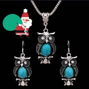 Boho owl earring / necklace set
